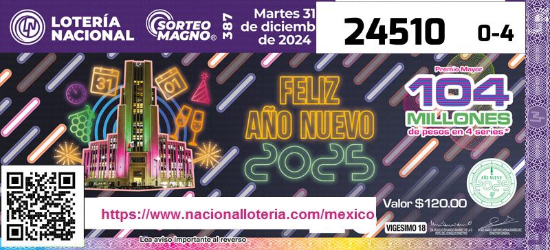 Premio Mayor de la Lotería del Martes 31 de Diciembre de 2024