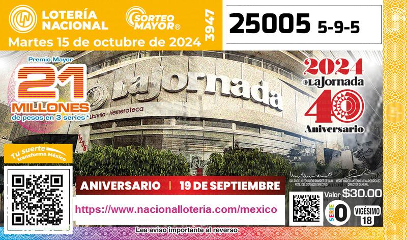 Premio Mayor de la Lotería del Martes 15 de Octubre de 2024