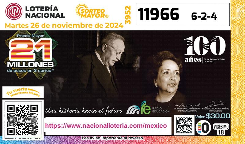 Premio Mayor de la Lotería del Martes 26 de Noviembre de 2024