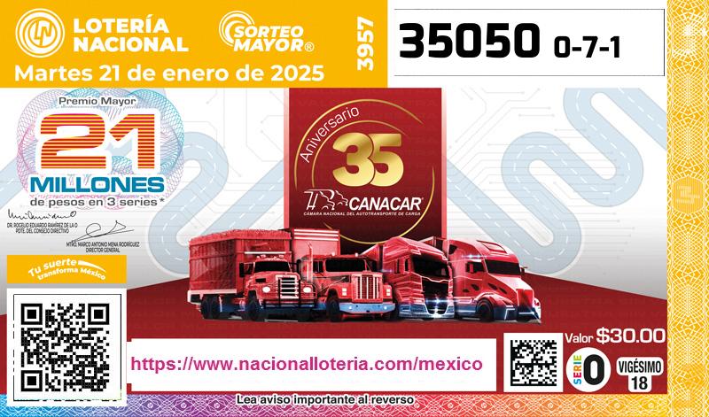 Premio Mayor de la Lotería del Martes 21 de Enero de 2025