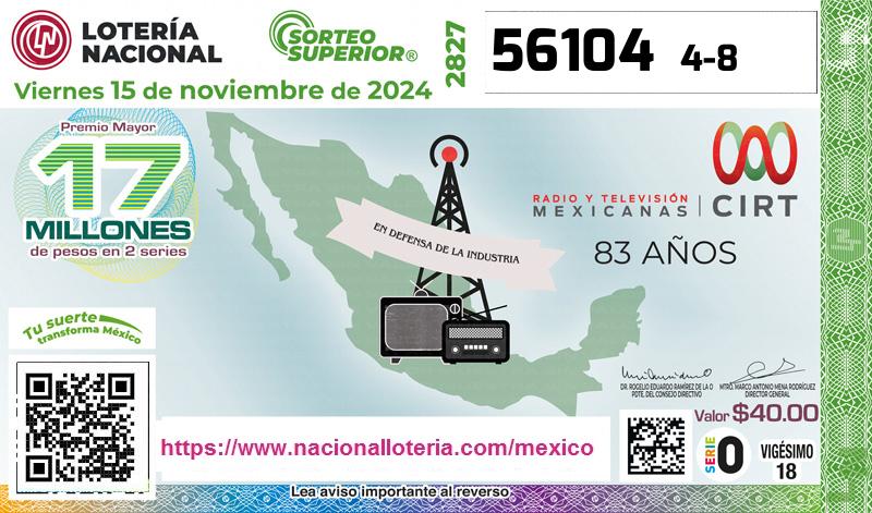 Premio Mayor de la Lotería del Viernes 15 de Noviembre de 2024